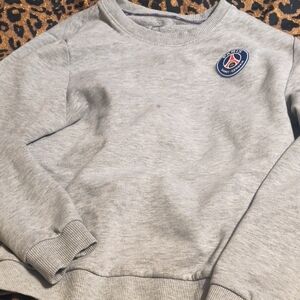 Paris Saint Germain Gray Crewneck Sweatshirt with Logo Patch